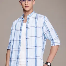 Nautica Pure Cotton Classic Fit Opaque Checked Casual Shirt-picture-12