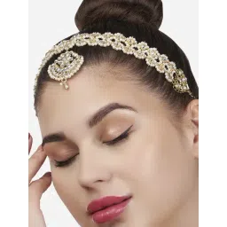 Zaveri Pearls Gold Tone Kundan & Pearls Bridal Matha Patti Style Maangtikka-ZPFK13194-picture-48