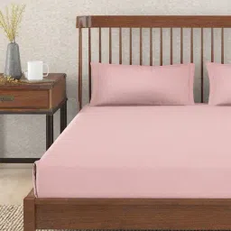 fabindia home Fabindia Pink Linen 90 TC Double Bed Sheet With Pillow Covers-picture-12
