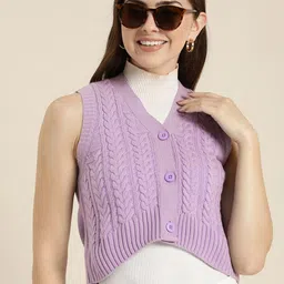 HERE&NOW Cable Knit Crop Cardigan Sweater-picture-15