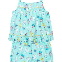 Budding Bees Kids Turquiose Printed Top with Shorts-picture-10