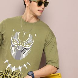 Kook N Keech Black Panther Printed Drop-Shoulder Sleeves Pure Cotton Oversized T-shirt-picture-48