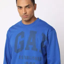 GAP Blue Regular Fit Printed Sweatshirt image 5