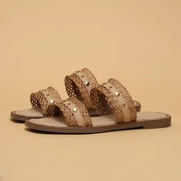 ERIDANI Women Embellished Square Toe Slip-On Open Toe Flats-image-50