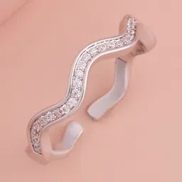 Kushal's Fashion Jewellery Rhodium-Plated CZ-Studded Adjustable Finger Ring-picture-22