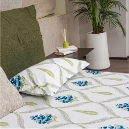 Urban Space Serene 200 Tc Cotton Bedsheets with Pillow Cover Blue-picture-31