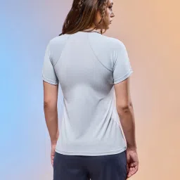 Technosport Women Blue Polyester Typography Regular Fit T-Shirt image 4