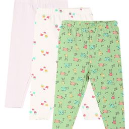 MINI KLUB Pack Of 3 Sheep Printed & Solid Leggings - Multi Colour-picture-28