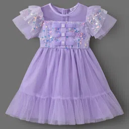 Mark & Mia Half Sleeves Party Frock with Sequin Design & Frill - Purple-picture-26