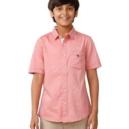 Under Fourteen Only Half Sleeves Triangles Printed Shirt - Peach-image-49