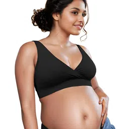 &Circus Sleeveless Solid Padded Maternity Nursing Bra - Black-picture-21