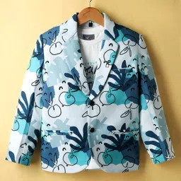 Dapper Dudes Full Sleeves Abstract Printed Blazer With Tee Set - Blue-picture-20