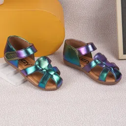 Jazzy Juniors Iridescent Velcro Closure Gladiator Sandals - Multi Colour-image-10