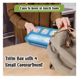 FunBlast 4 Compartments Lunch Box with Fork  Blue image 2