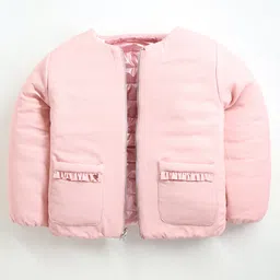 Cherry Crumble By Nitt Hyman Full Sleeves Solid Fluffable Quilted Reversible Jacket -Pink image 4