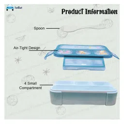 FunBlast 4 Compartments Lunch Box with Fork  Blue image 4
