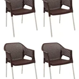 Italica Plasteel Arm Chair 1209 (Brown, Set Of 4)-picture-11