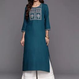 Varanga Blue Embroidered Straight Kurta-picture-18