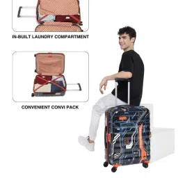 Uppercase Cyber Punk Black 8 Wheel Medium Hard Trolley Bag - 46 cm image 5