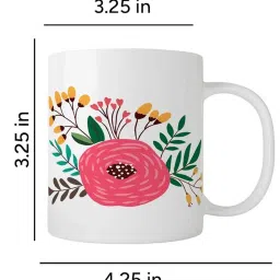 Nestroots White & Pink Stoneware Floral Fusion Coffee Mug (0.325 L) image 5