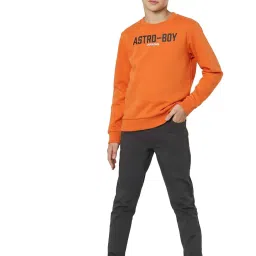 Jack & Jones Junior Burnt Orange Cotton Printed Full Sleeves Sweatshirt image 5