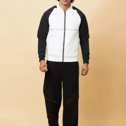 Being Human White Slim Fit Colour Block Bomber Jacket image 5