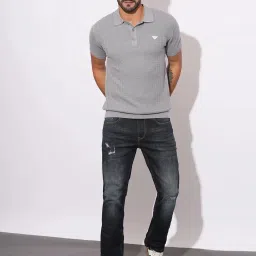 Being Human Grey Regular Fit Checks Polo T-Shirt image 5