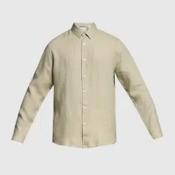 Jack & Jones Beige Linen Regular Fit Shirt image 5
