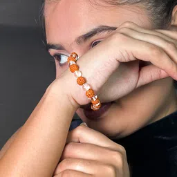 INARI SHINES Unisex 925 Sterling Silver Natural rudraksha & sphatik Bracelet image 4