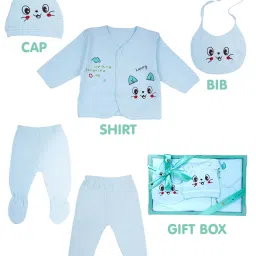 Baby Moo Kids Sky Blue Printed Full Sleeves T-Shirt Set image 5