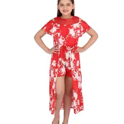 Cutecumber Kids Printed Red & White Dress-image-4