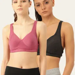 Lady Lyka Multicolor Non Wired Padded Sports Bra (Pack of 2)-picture-39