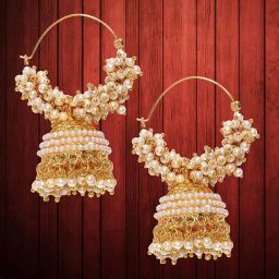 YouBella Blue Peach-Coloured Gold-Plated Enamelled Handcrafted Dome Shaped Jhumki Earrings-picture-27