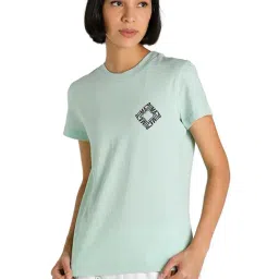Puma Sage Green Cotton Printed T-Shirt-image-3