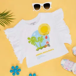 Pantaloons Junior White Cotton Printed T-Shirt-image-42