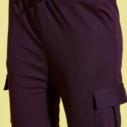 BUYNEWTREND Pruple Relaxed Fit High Rise Joggers image 5