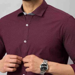 Club York Maroon Regular Fit Printed Shirt image 5
