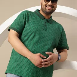 Sztori Plus Size Printed Polo Collar Pure Cotton T-shirt-picture-32