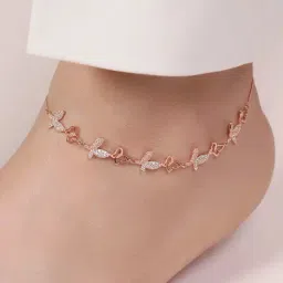 Zavya Butterfly Rose Gold Plated Embraced 925 Sterling Silver Anklet-picture-23