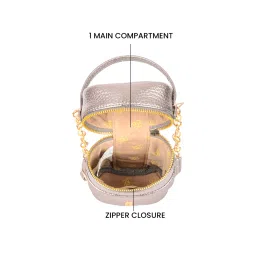 Baggit Silver Textured Extra Small Bucket Bag image 5