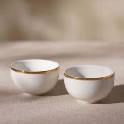 Pure Home and Living White Porcelain Small Bowls With Gold Line (0.25 L) - Set of 2-picture-1