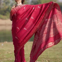 Chidiyaa Rang Barse Leela Blockprinted Dola Silk Saree image 5