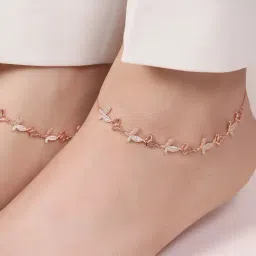 Zavya Butterfly Rose Gold Plated Embraced 925 Sterling Silver Anklet-picture-22