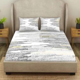 SPACES Starry Night Paloma Cotton 138 TC Viscose Double Size Bedsheet With Pillow Covers-picture-8