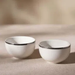 Pure Home and Living White Porcelain Small Bowls With Silver Line (0.25 L) - Set of 2-picture-38