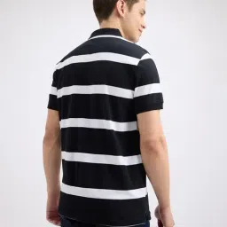 Pepe Jeans Black & White Regular Fit Striped Polo T-Shirt image 2