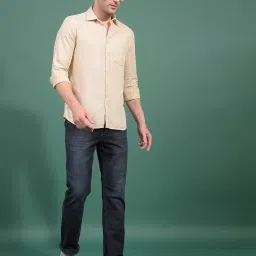 Crimsoune Club Beige Blended Slim Fit Solid Shirt image 5