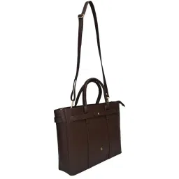 Horra Dark Brown Solid Laptop Handbag image 5