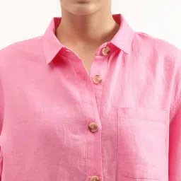 United Colors of Benetton Pink Linen Regular Fit Shirt image 5