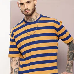 Kook N Keech Pure Cotton Striped Drop-Shoulder Sleeves Oversized T-shirt image 1